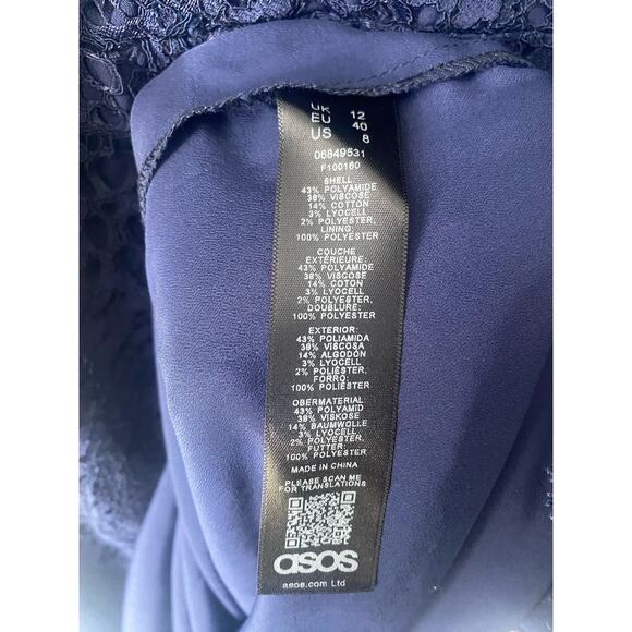 ASOS NAVY LACE MIDI DRESS SIZE US 8 NWT - Picture 6 of 7